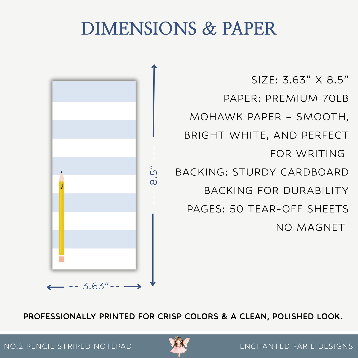 Pencil Stripe Notepad | 3.63 x 8.5