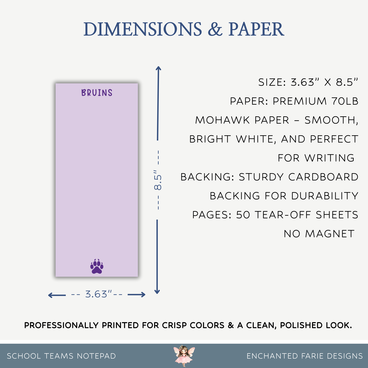 Bruins School Spirit Notepad | Purple To-Do NotePad