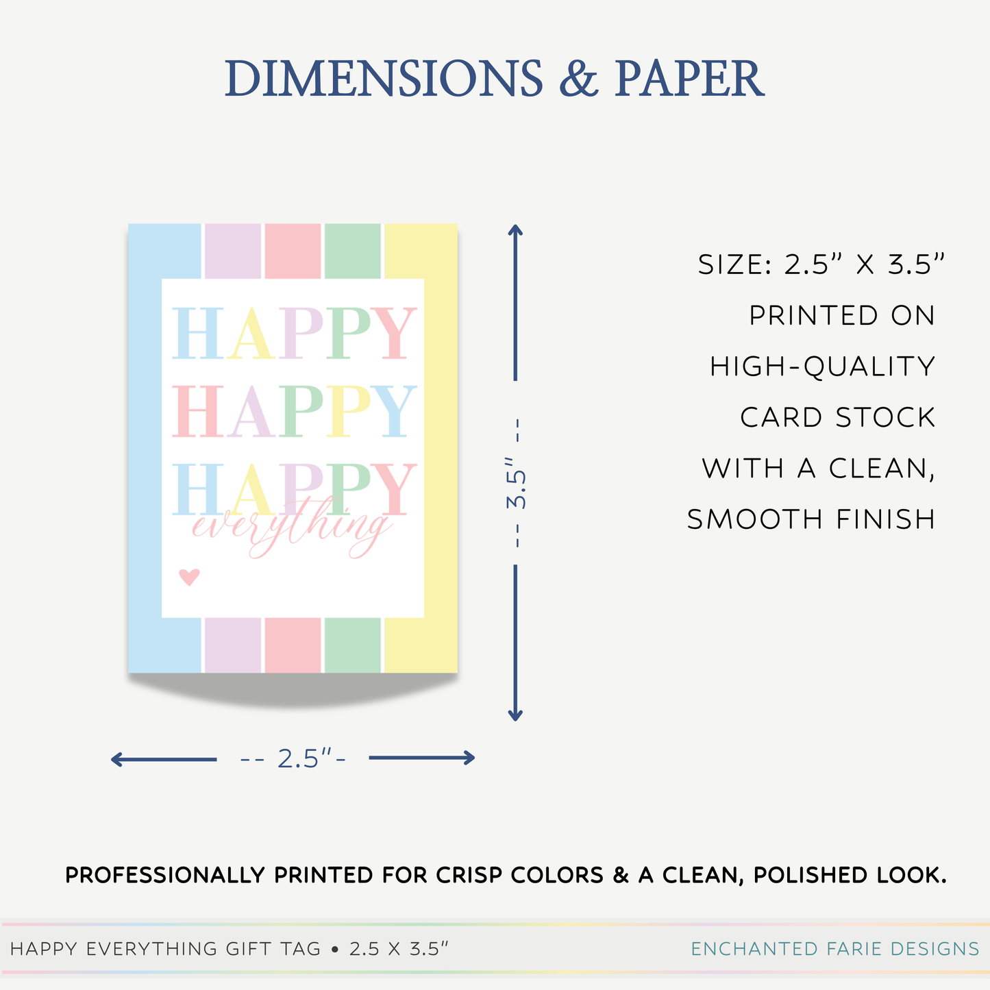 Happy Everything Gift Tag | Rainbow Gift Tag 2.5 x 3.5"