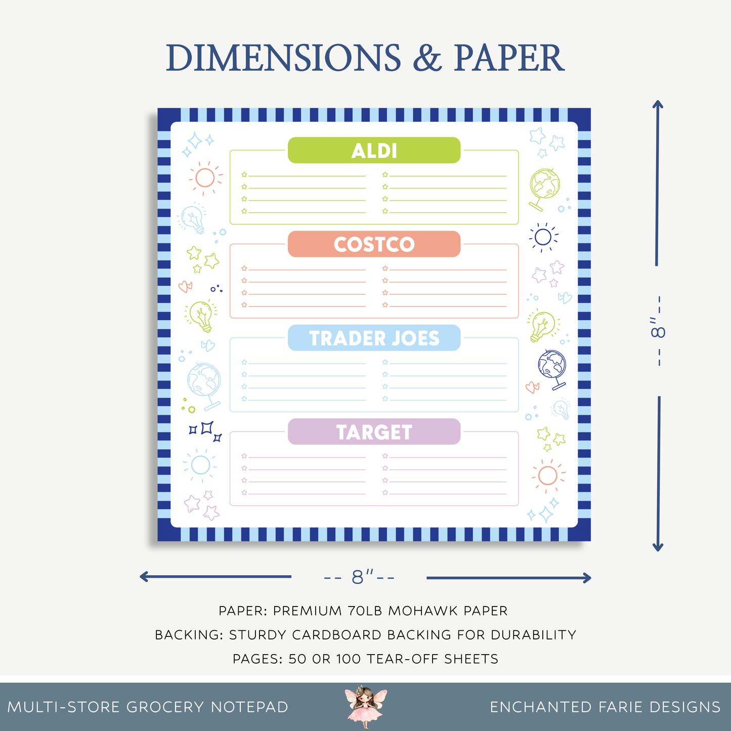 Multi-Store Grocery Shopping Notepad - 8x8"