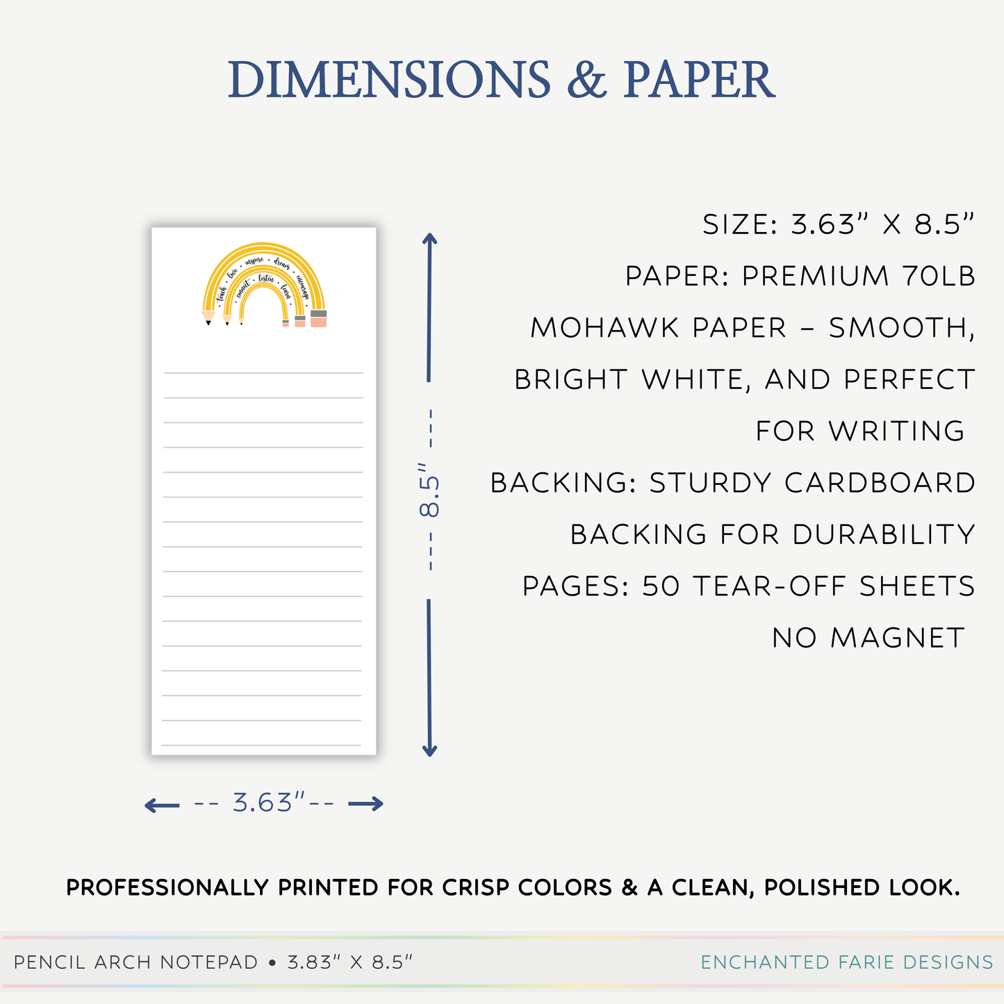 Teacher Rainbow Notepad | Inspirational Lined List Pad