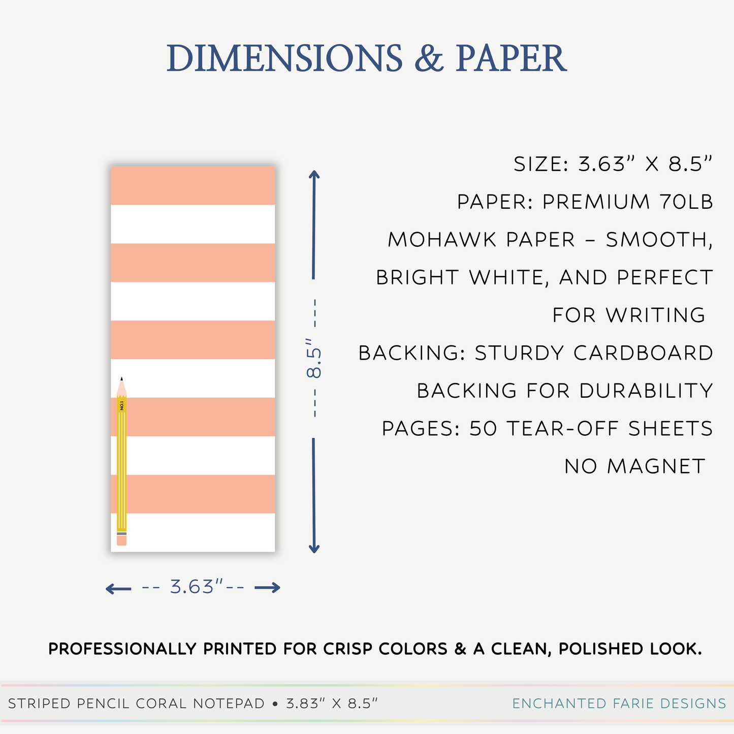 Striped Teacher Notepad with Pencil