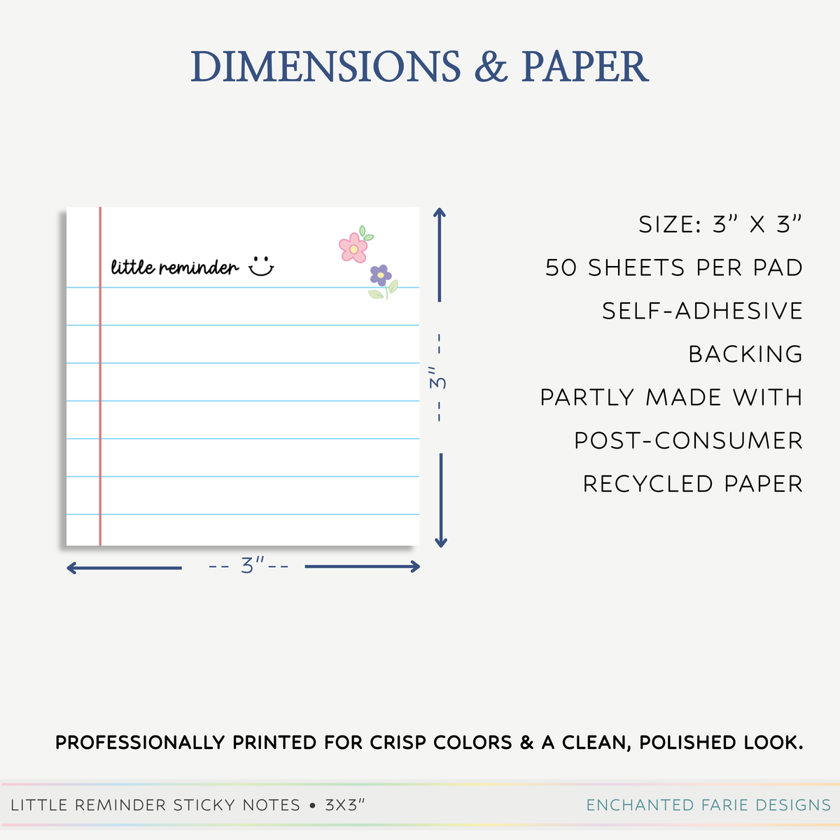 Little Reminder Sticky Notes – Lined Floral 3x3"