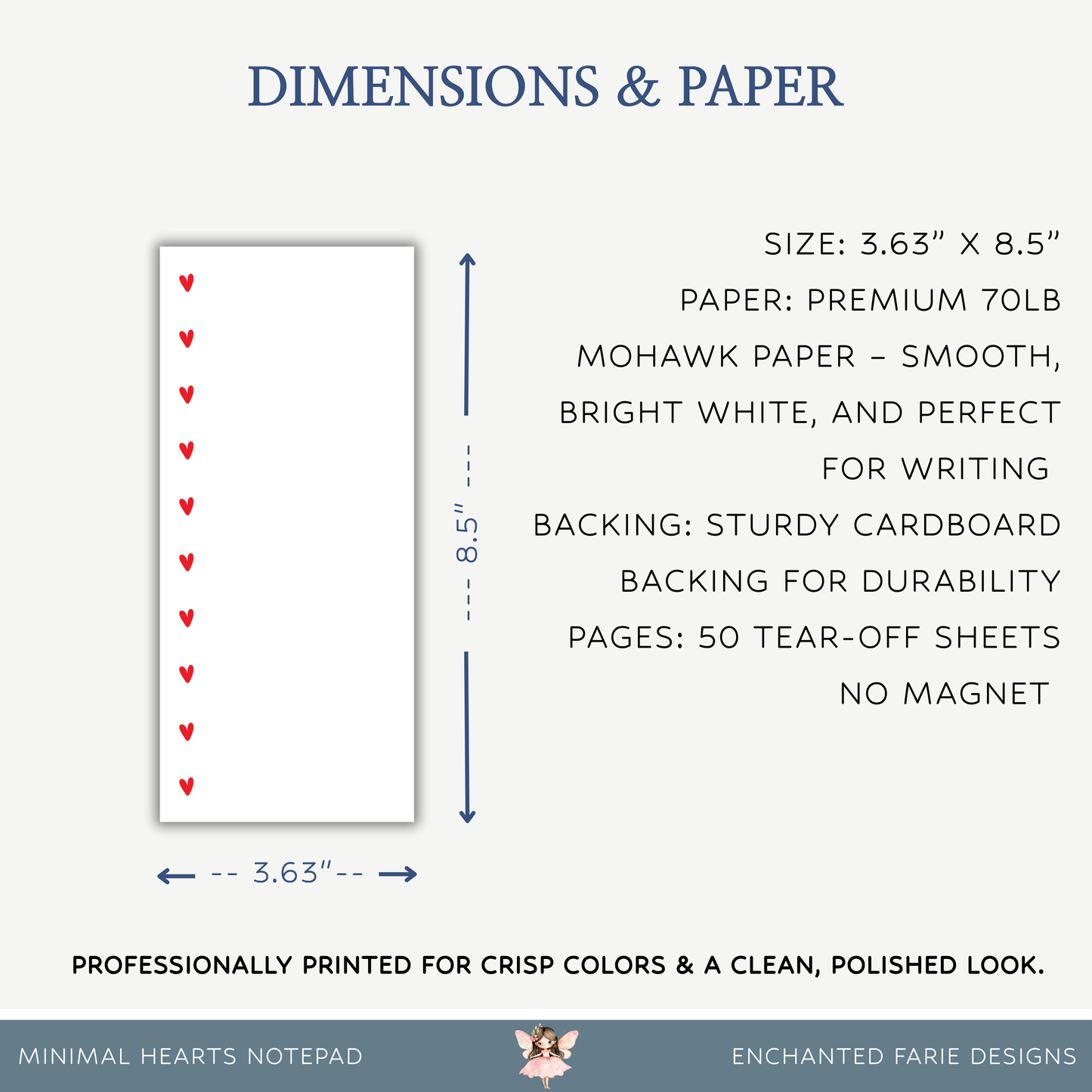 Minimal Hearts Notepad