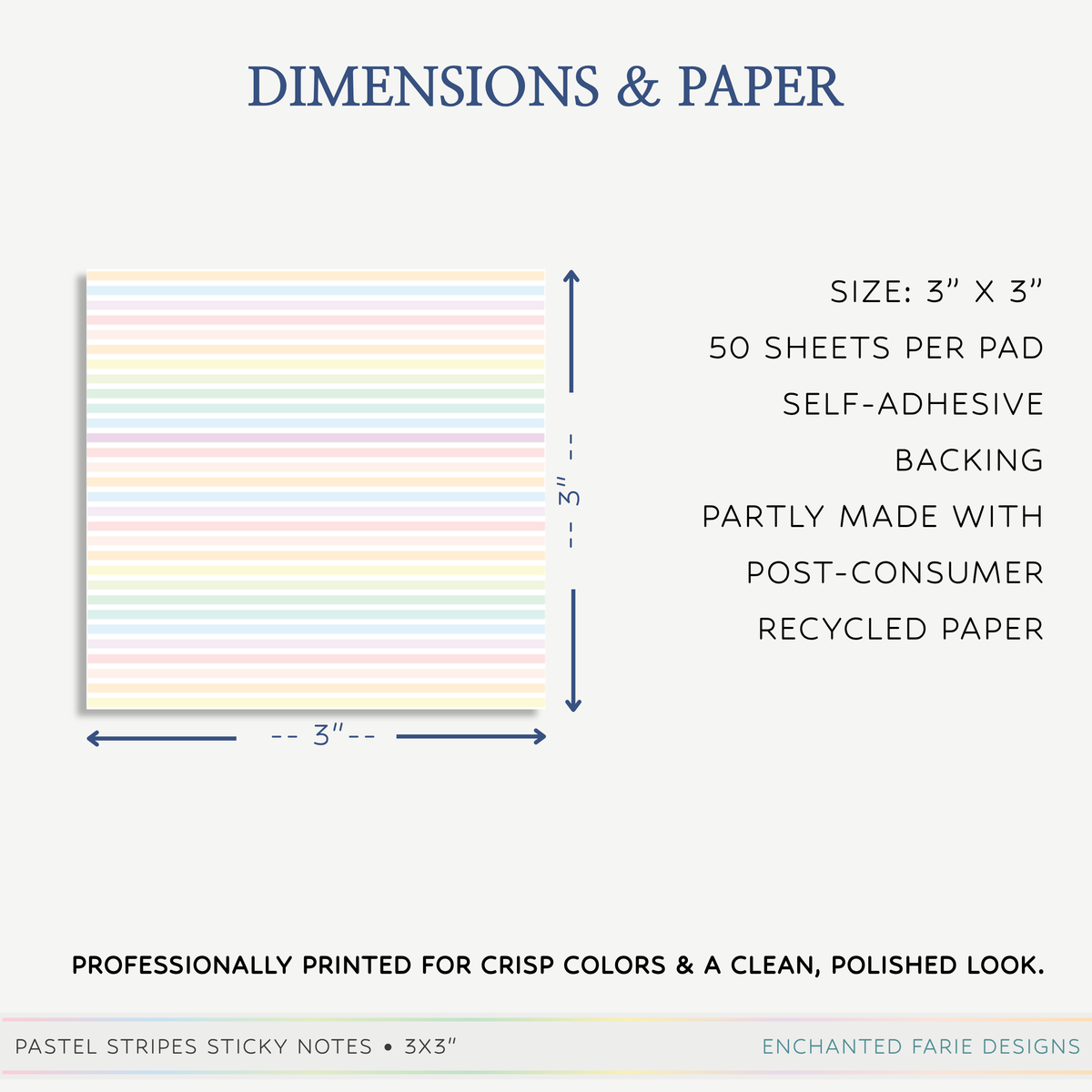 Pastel Stripes Sticky Notes – 3x3"
