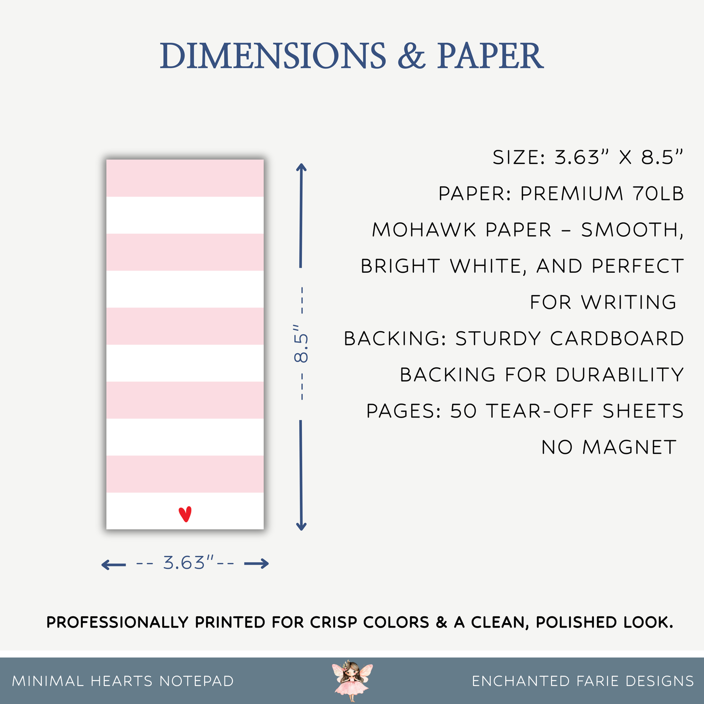 Pink Striped Heart Notepad