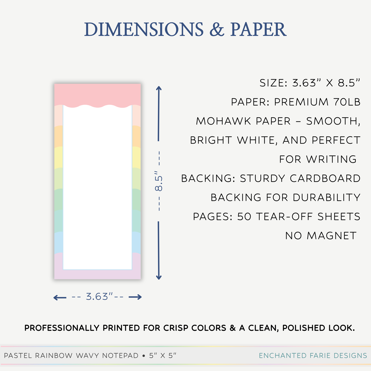 Pastel Rainbow Notepad | Cute Desk Writing Pad