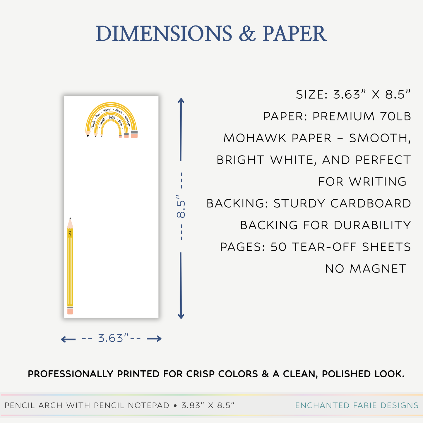 Minimal Teacher Notepad | Pencil List Pad