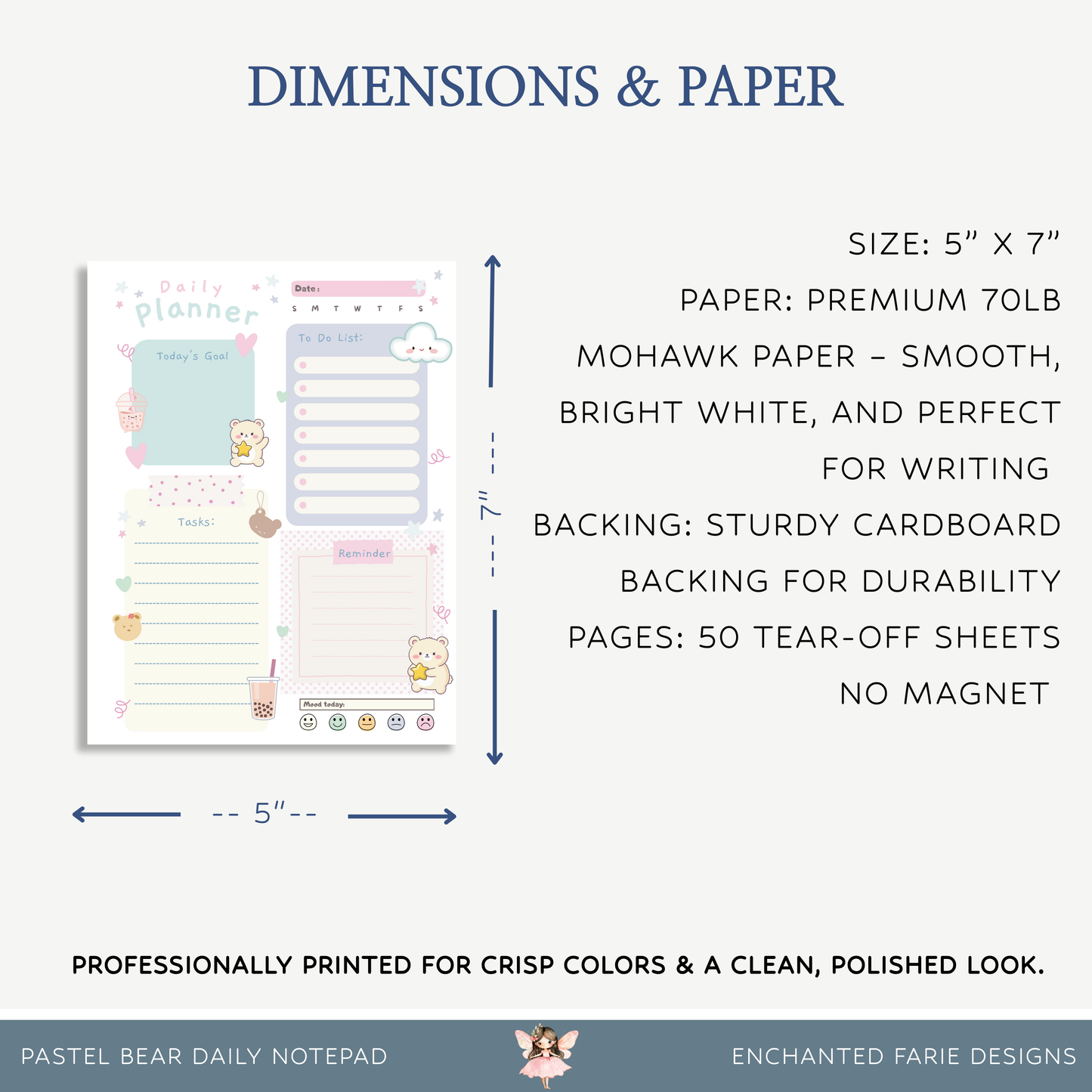 Kawaii Pastel Bear Daily Planner Notepad