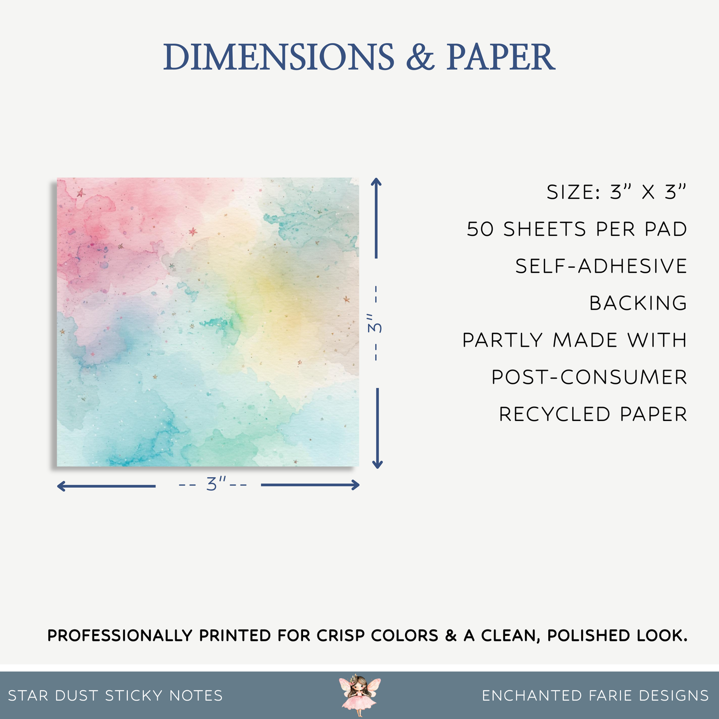 Enchanted Stardust Watercolor Sticky Notes