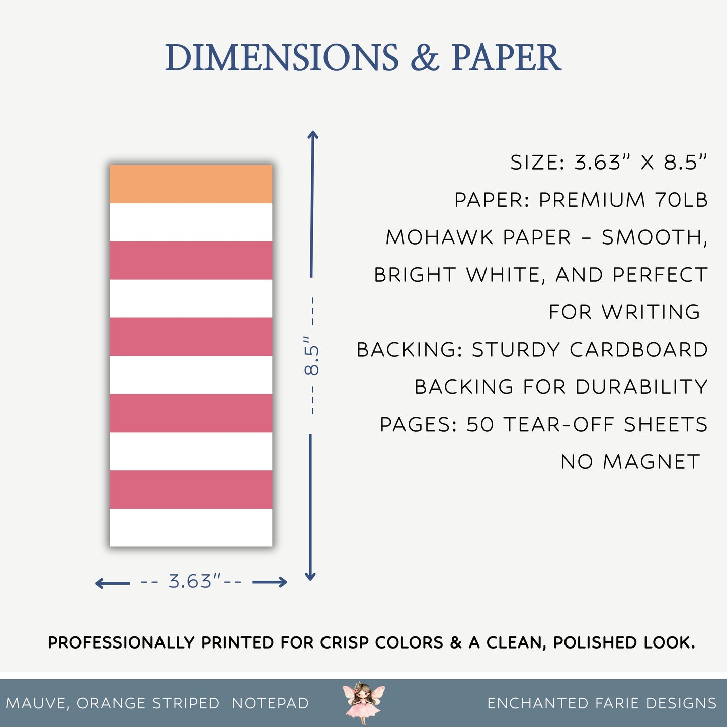 Mauve & Orange Striped Daily Notes Notepad