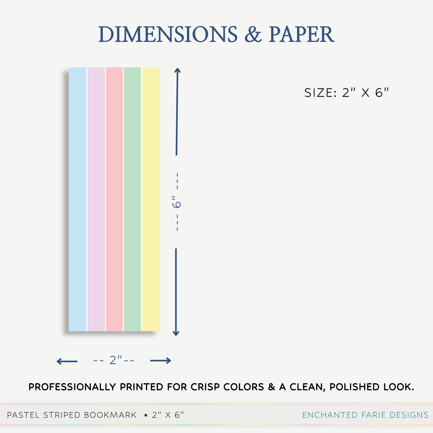 Pastel Striped Bookmark | Cute Aesthetic Bookmark Gift 2 x 6"