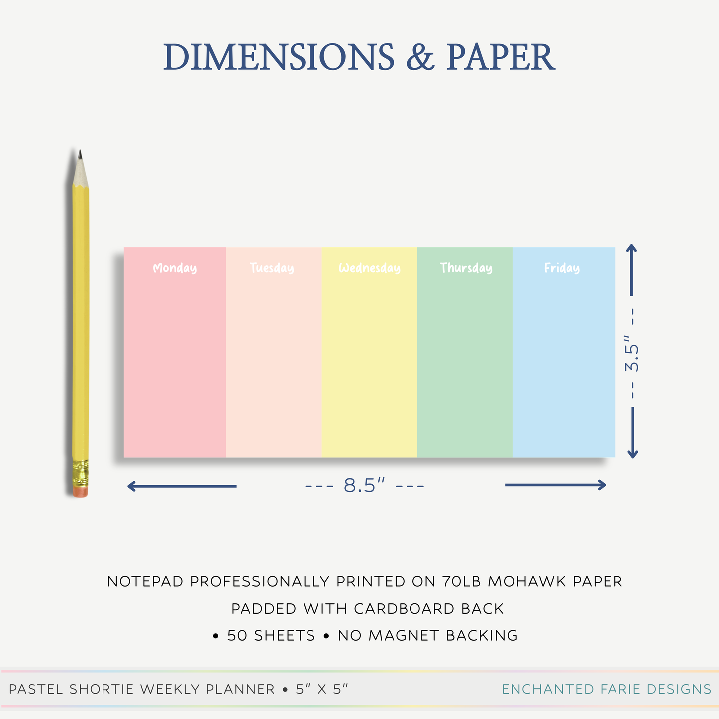 Pastel Weekly Shortie Notepad | Cute Desk Planner Pad