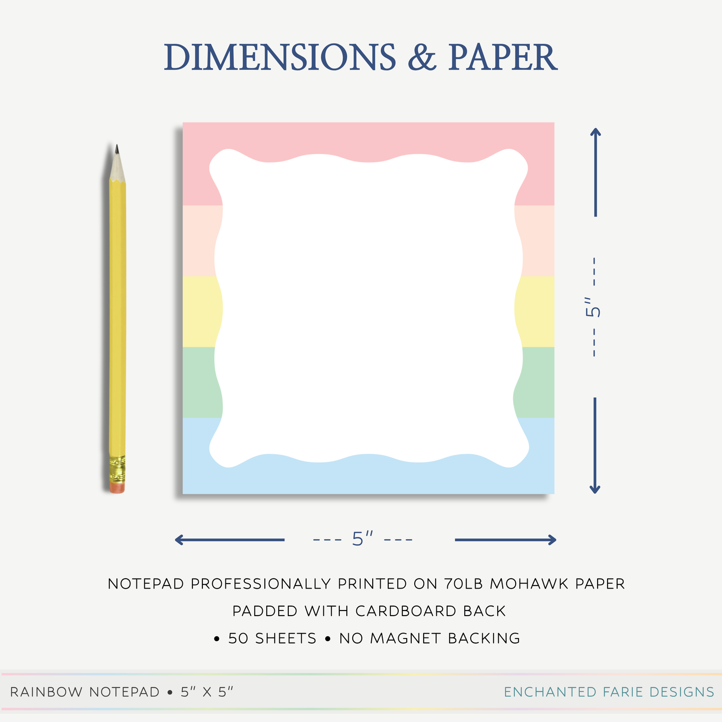 Pastel Rainbow Notepad 5x5 | Cute Square Desk Notepad