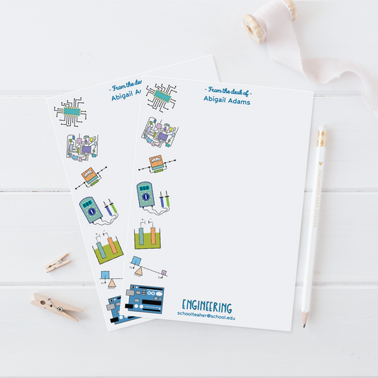 Personalized Engineering Teacher Notepad – STEM School Stationery