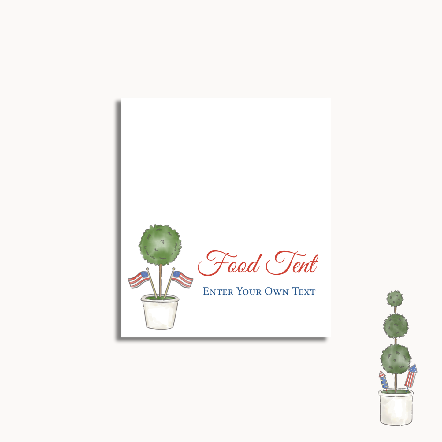 Patriotic 4th of July Food Tent Card 3.5 x 4