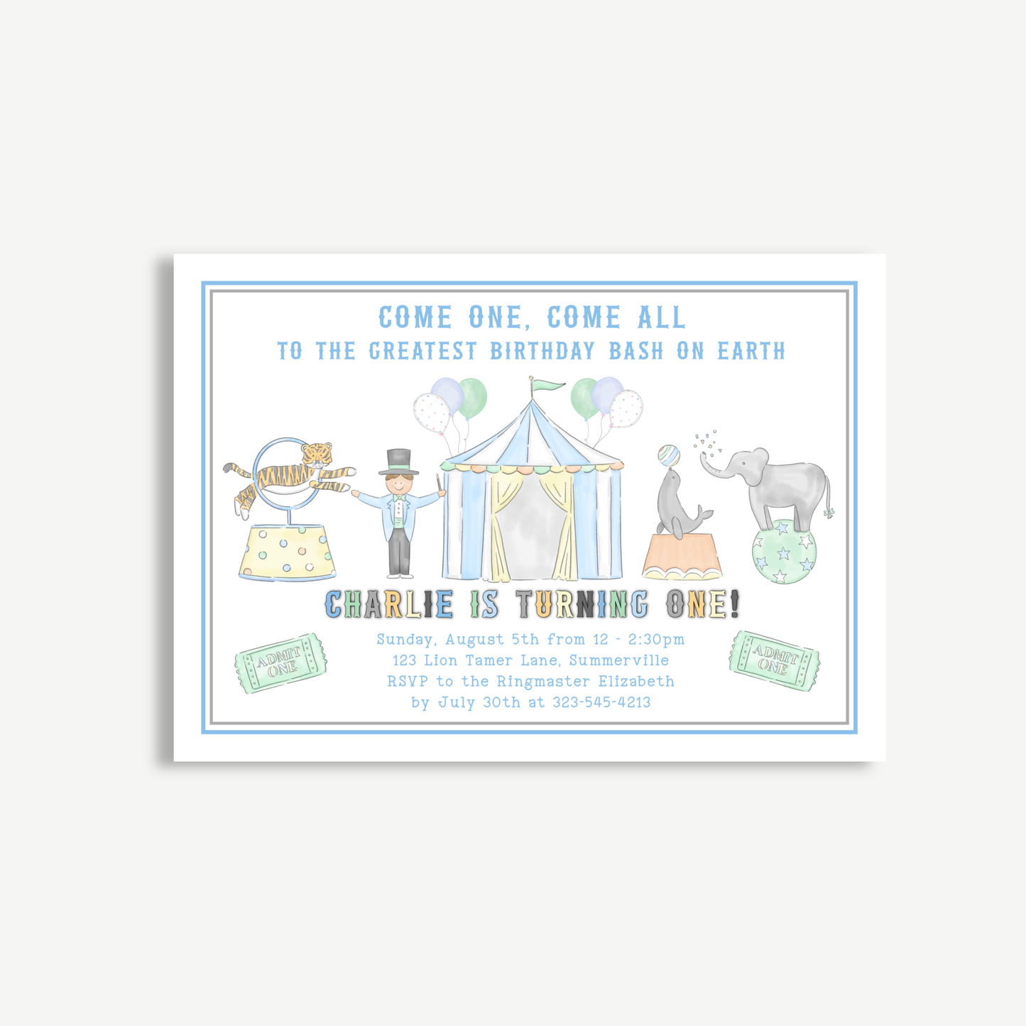 Circus Birthday Invitation – Greatest Show on Earth Printable for First Birthday Party