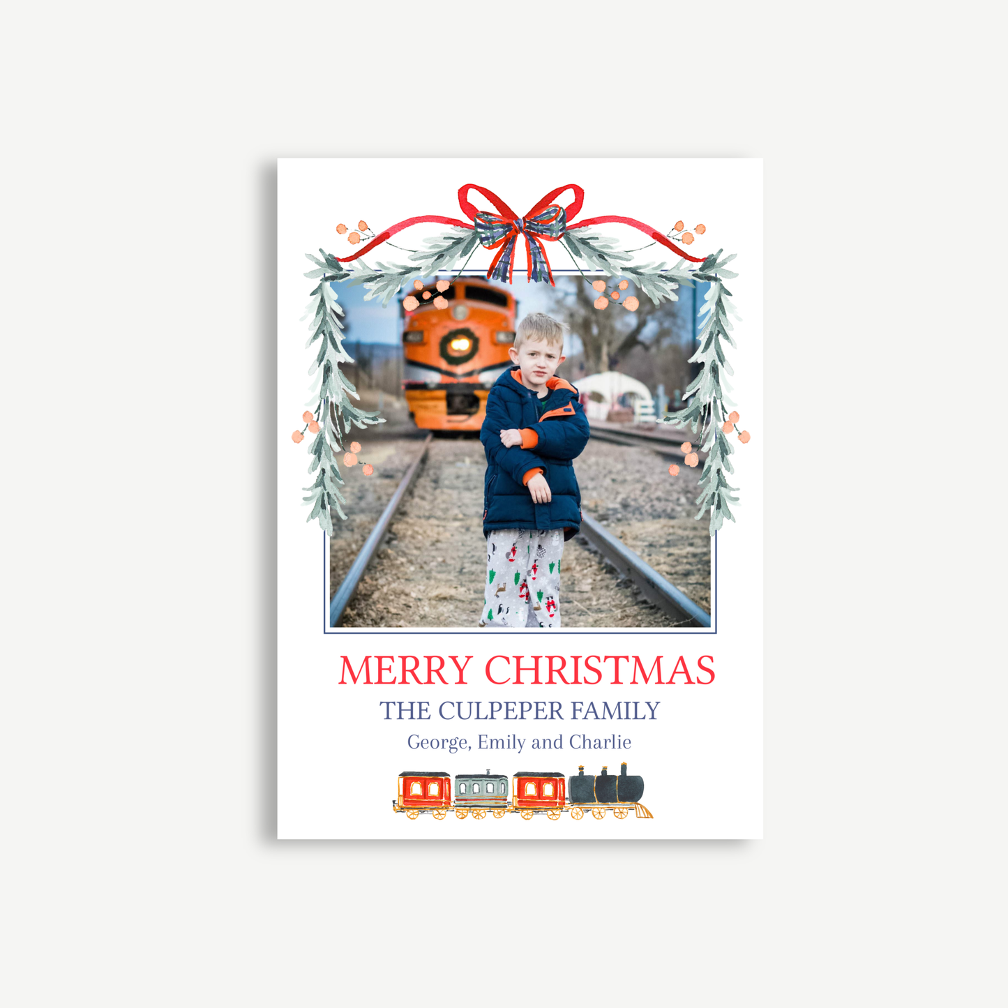 Train Christmas Photo Card | Family Holiday Card