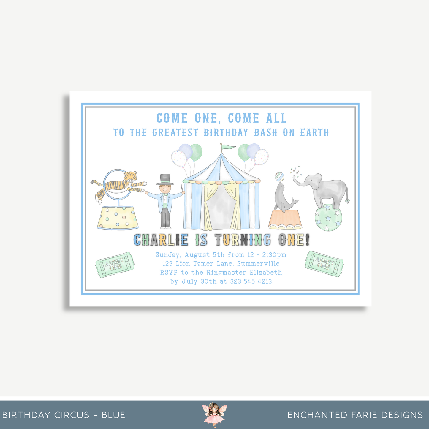 Circus Birthday Invitation – Greatest Show on Earth Printable for First Birthday Party