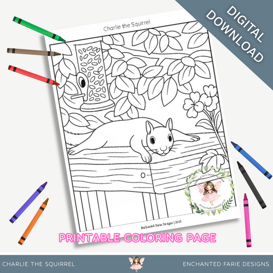 Charlie Lounging Coloring Page – Printable Forest Animal Activity for Kids