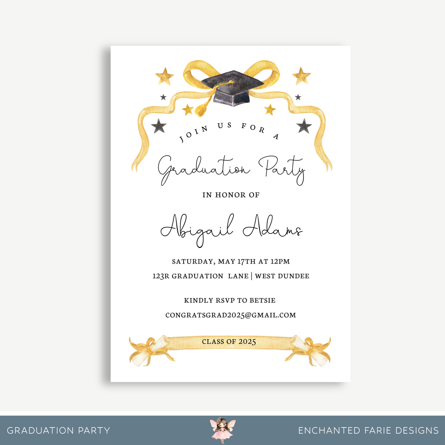 Graduation Party Invitation with Photo – Class of 2025