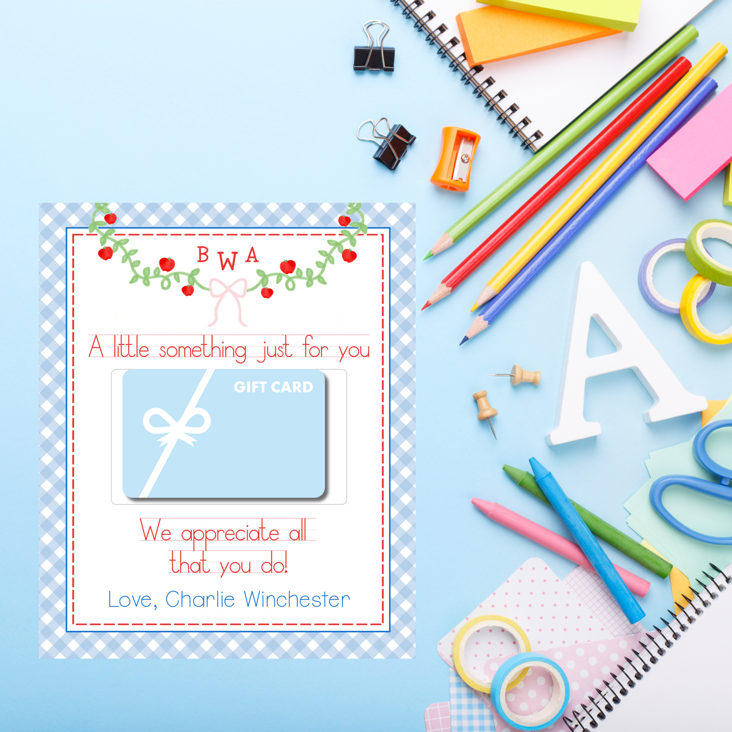 Printable Teacher Gift Card Holder