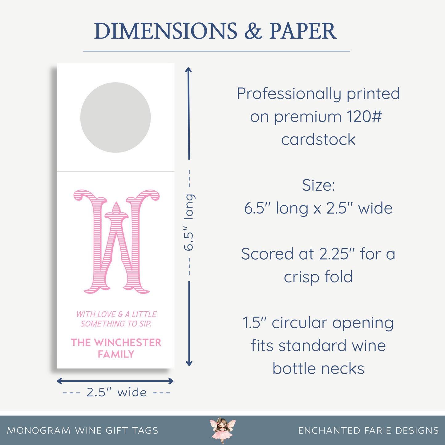 Monogram Wine Bottle Hang Tag