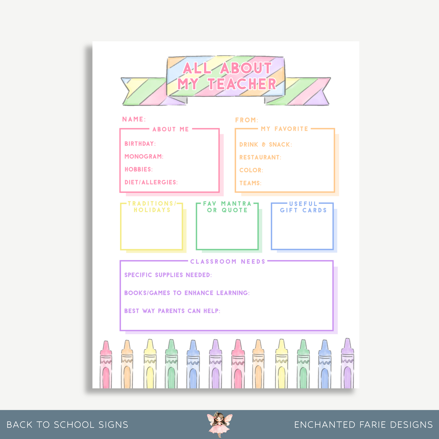 All About My Teacher Questionnaire – Printable