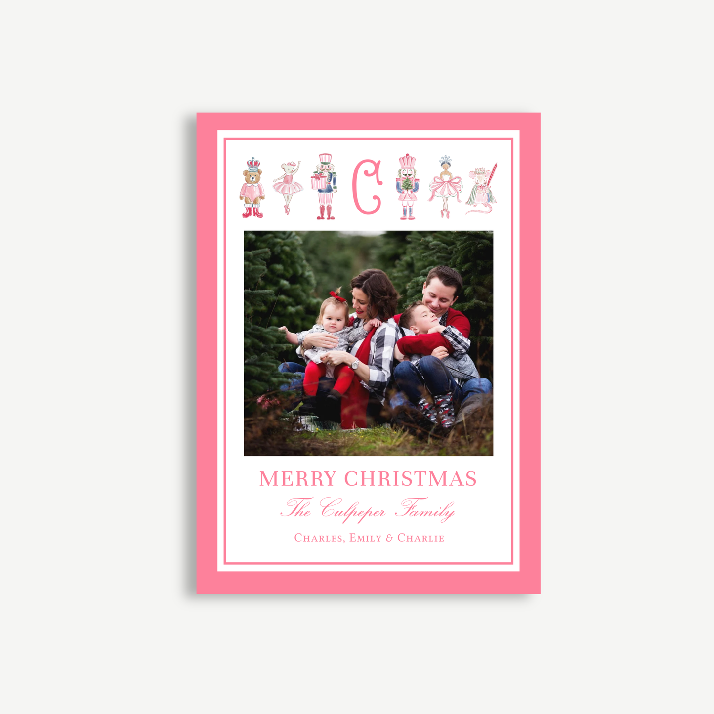 Nutcracker Christmas Card – Pink Holiday Photo Template