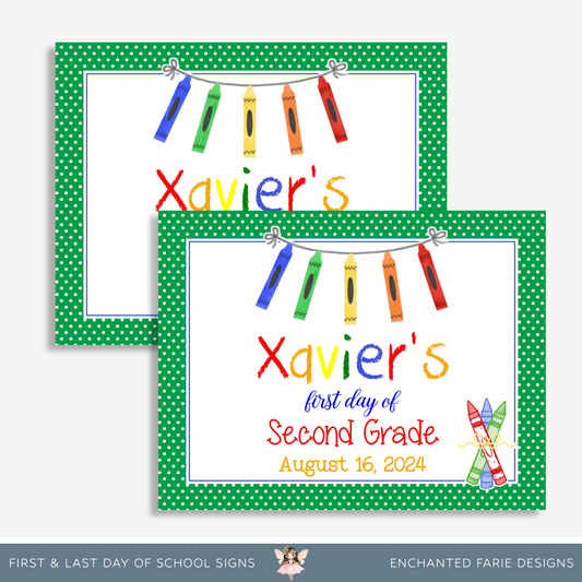 Printable Green Polka Dot School Signs | First & Last Day Editable