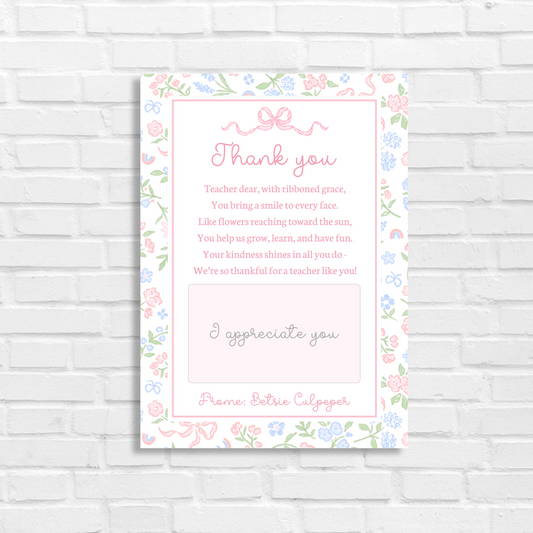 Floral Teacher Appreciation Gift Card Holder