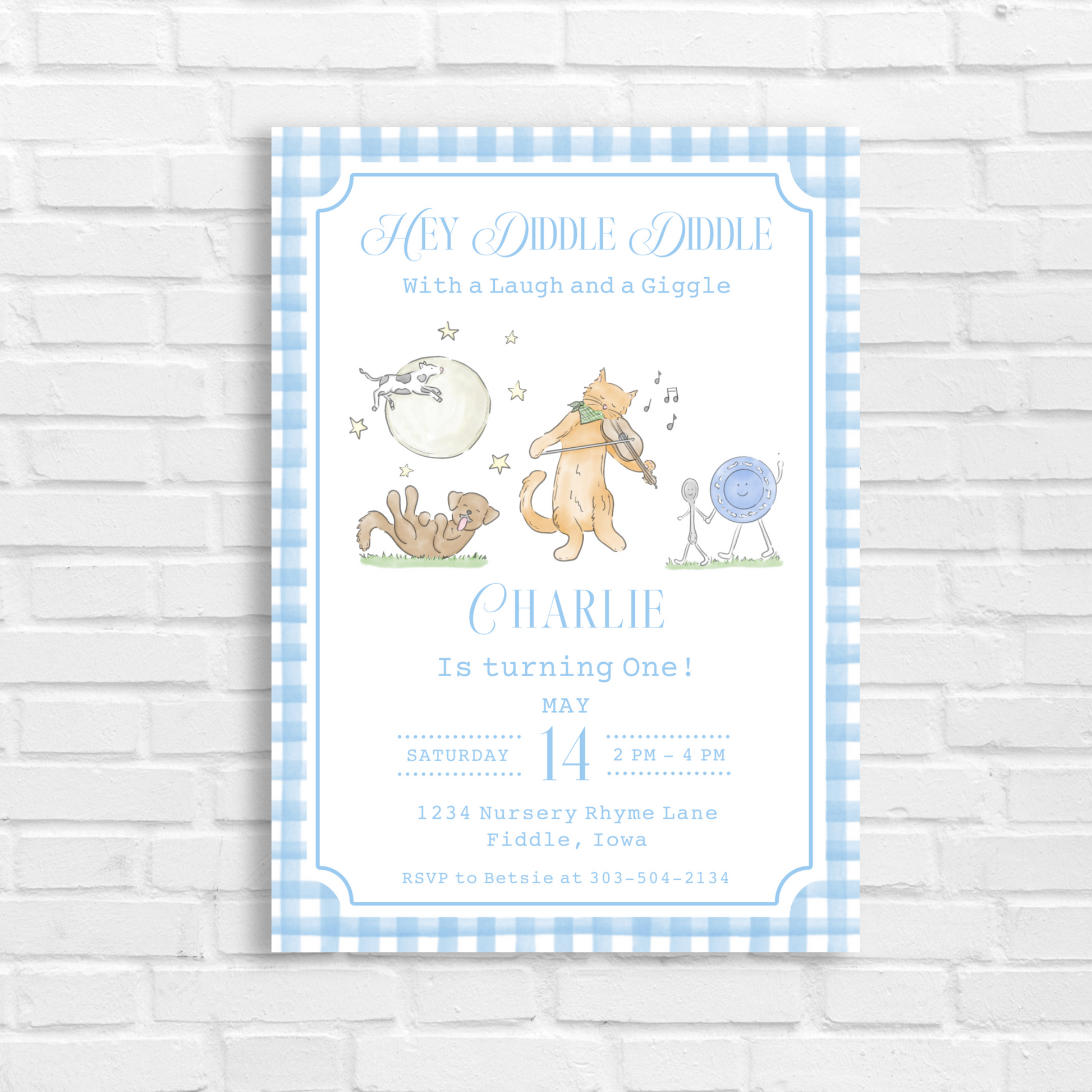 Hey Diddle Diddle Birthday Invitation