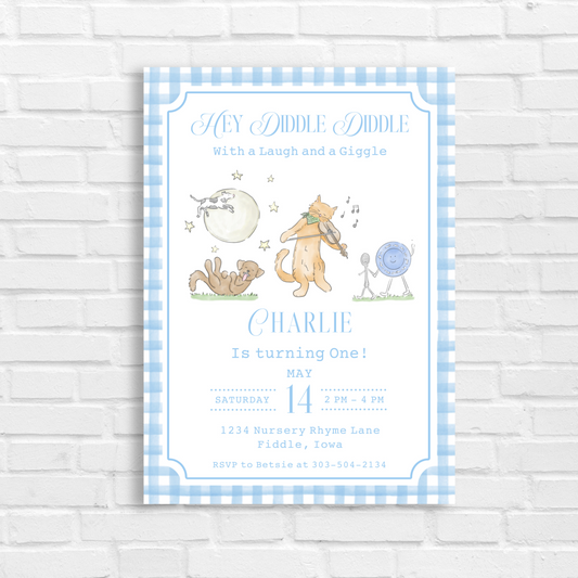 Hey Diddle Diddle Birthday Invitation