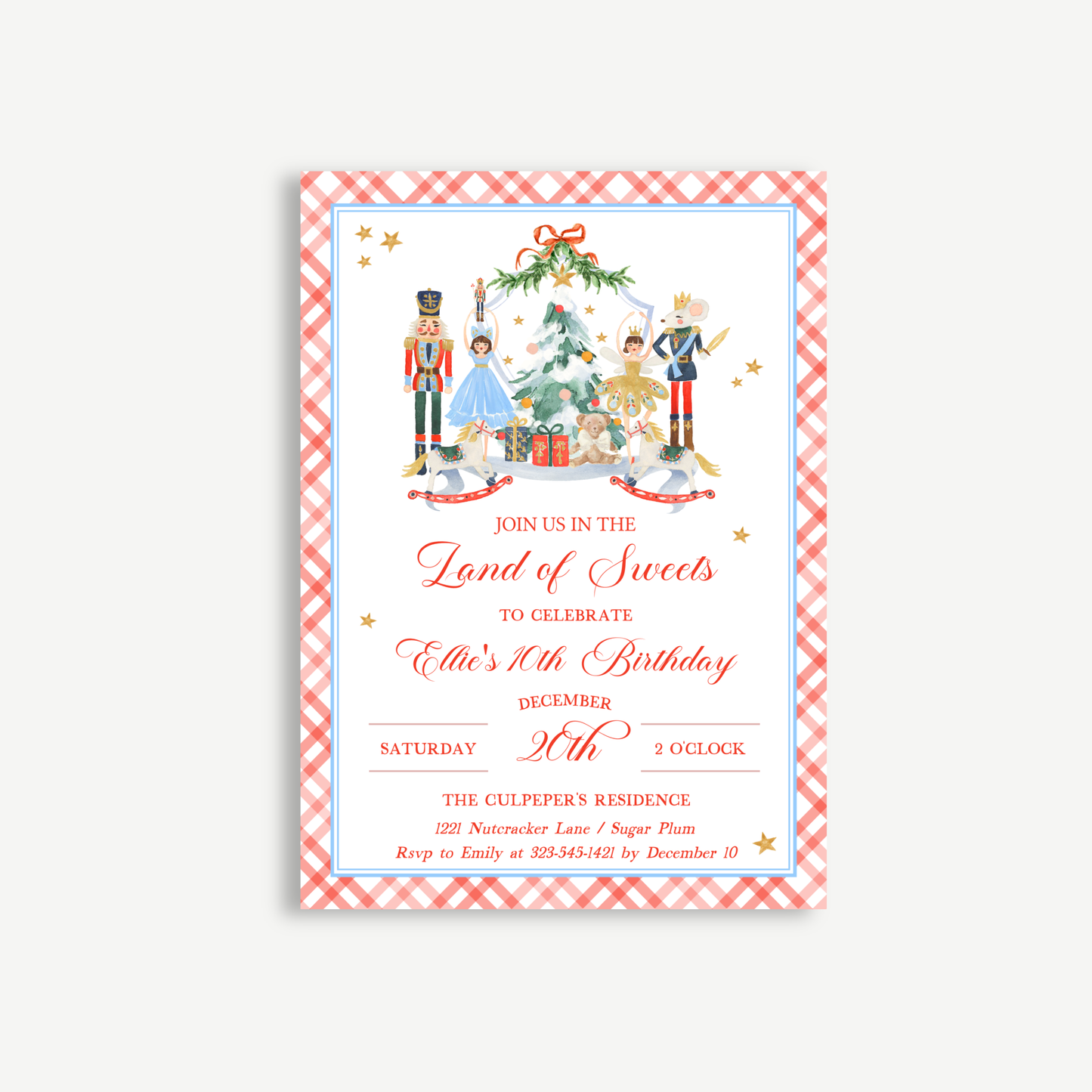 Nutcracker Christmas Invitations 5x7"