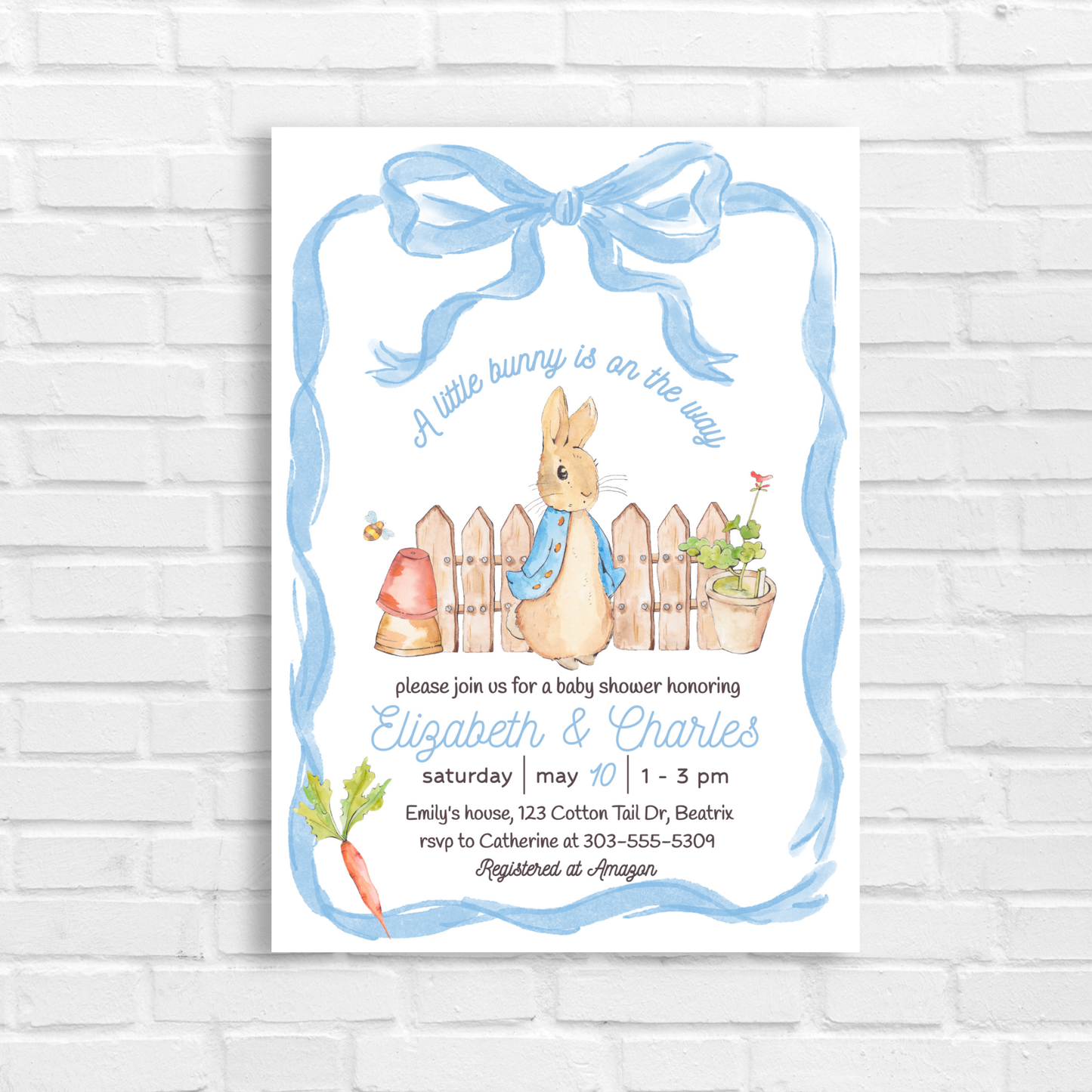 Peter Rabbit Baby Shower Invitation