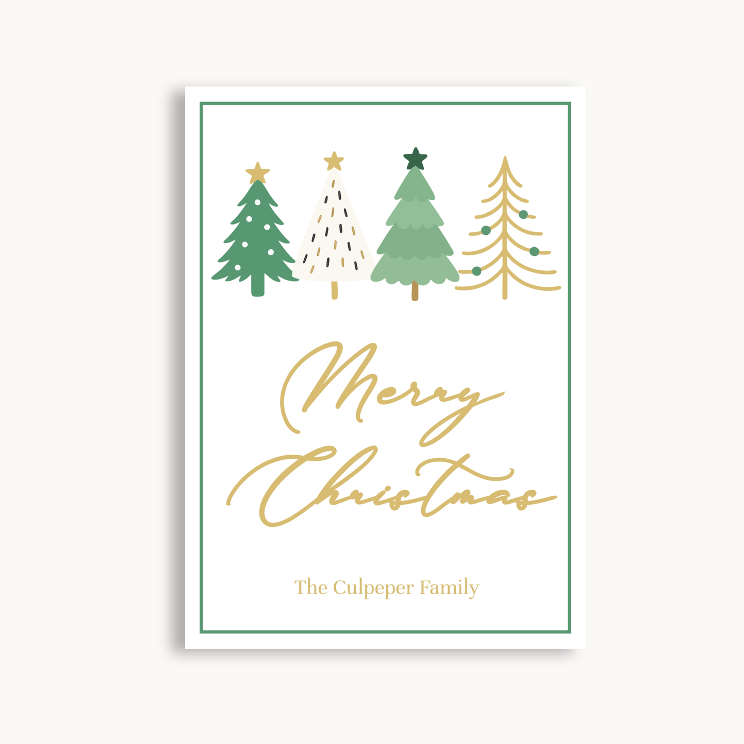 'Tis the Season' Christmas Card Template – Green & Gold Holiday Photo Card  5x7