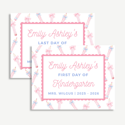 Adorable First & Last Day of School Sign – Pink Bow Pencils