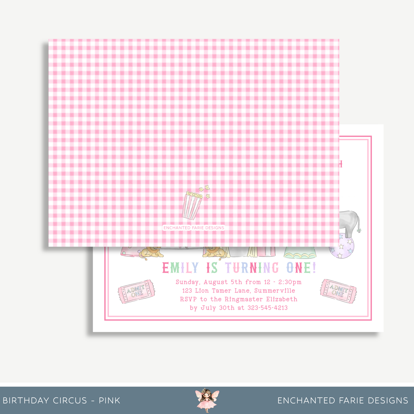🎪 Pink Circus Birthday Invitation – Editable & Printable