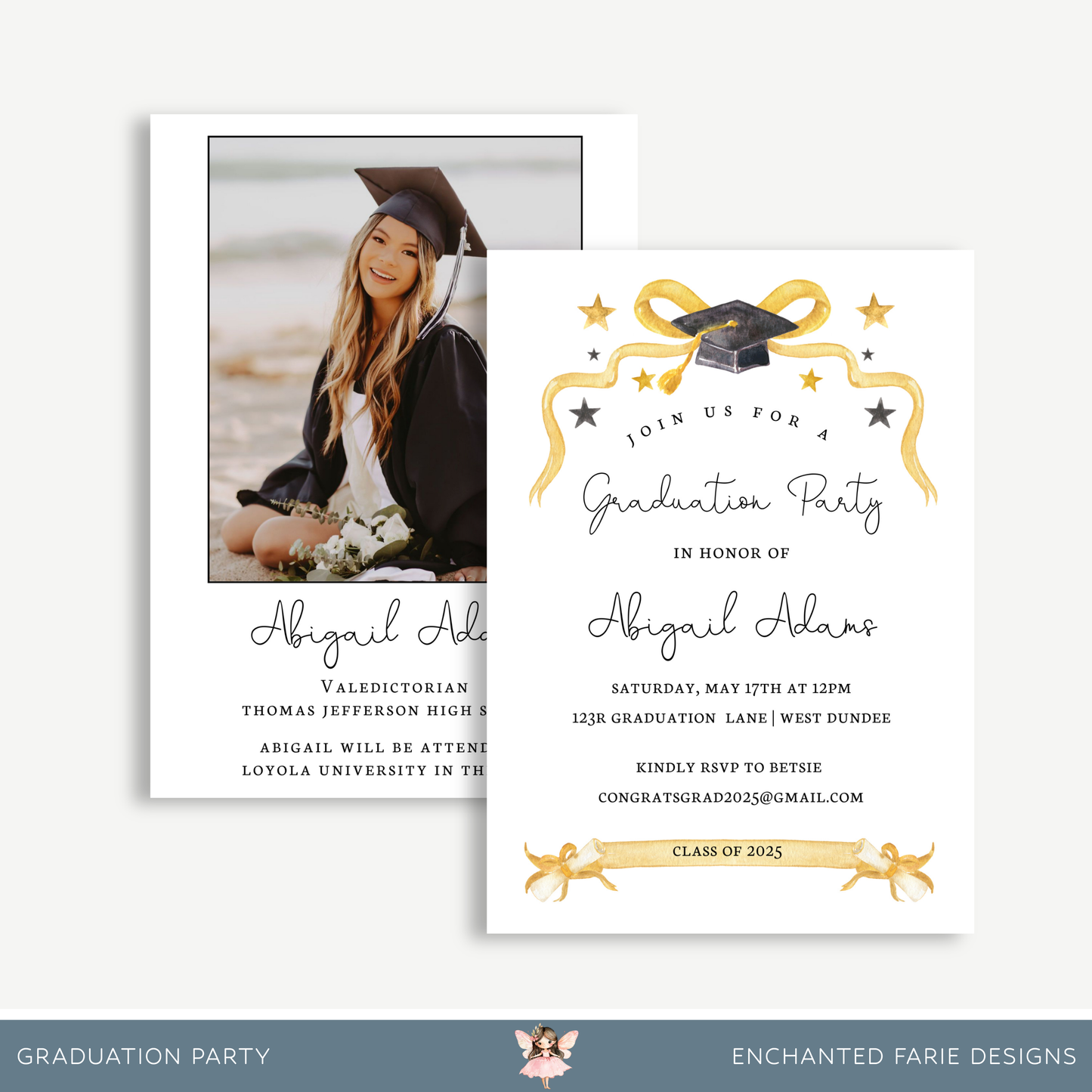 Graduation Party Invitation with Photo – Class of 2025