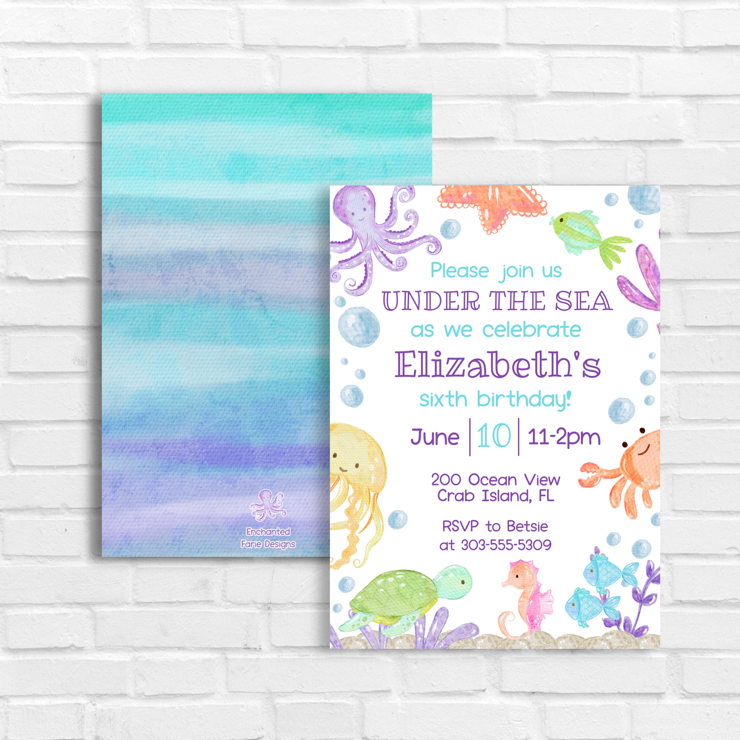 Under the Sea Birthday Invitation 5x7