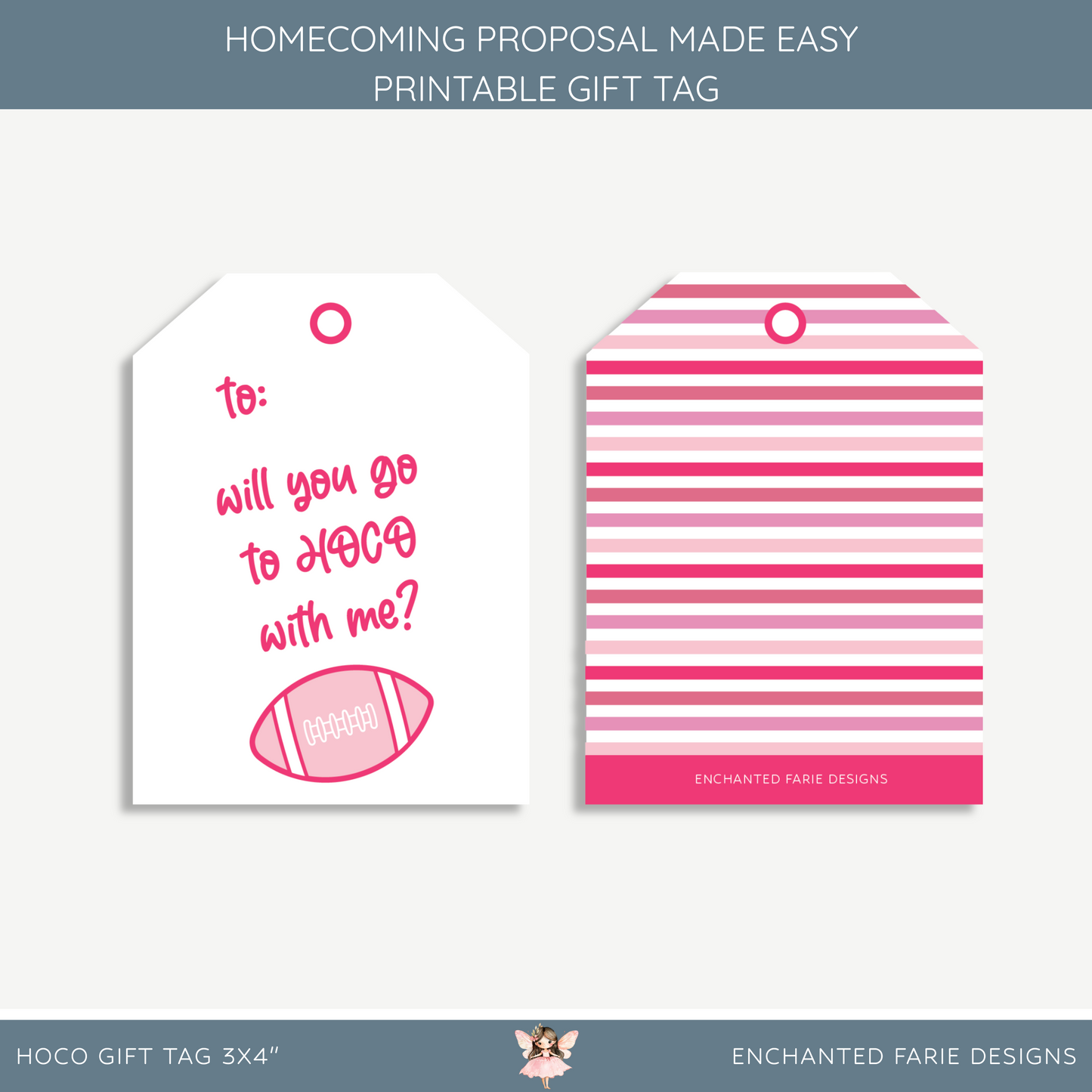 Printable Homecoming Proposal Gift Tag – Cute Football HOCO Instant Download