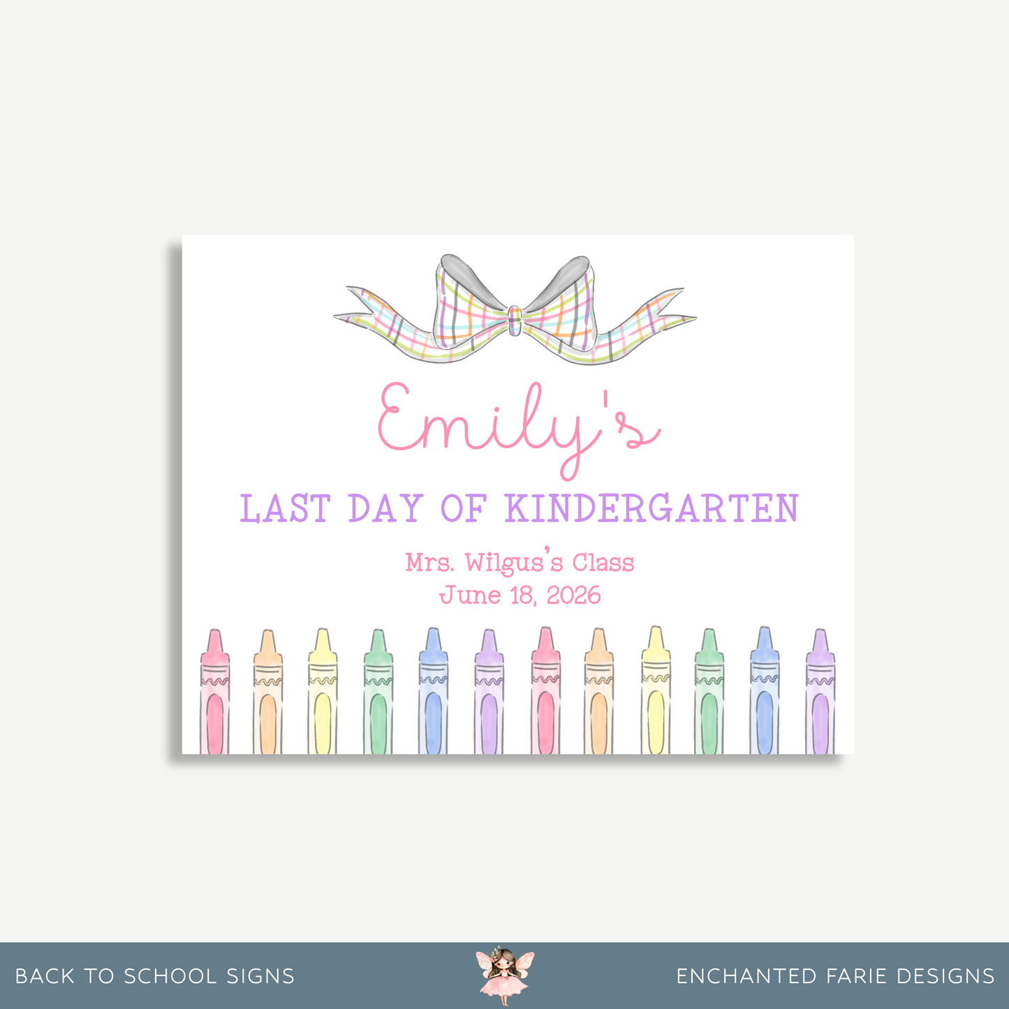 Rainbow Crayon First & Last Day of School Sign – Editable Back-to-School Printable