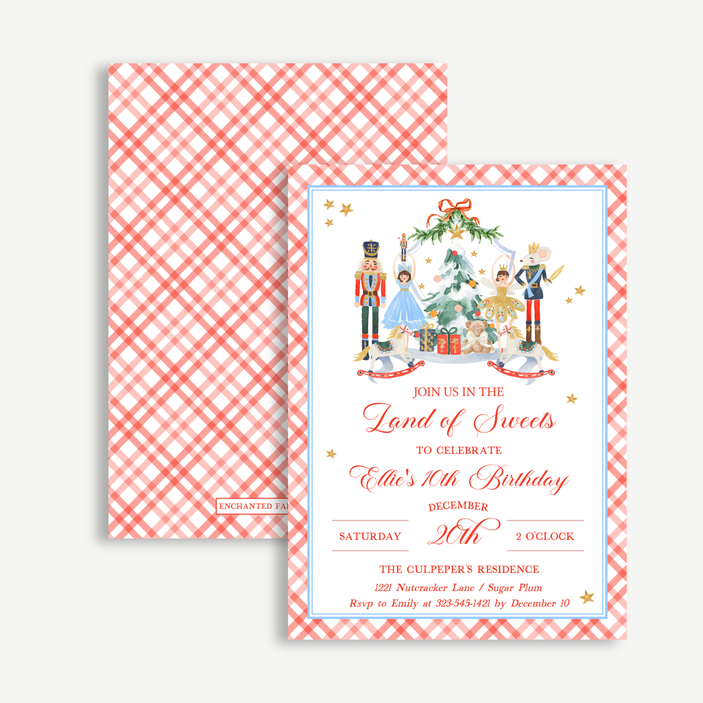 Nutcracker Christmas Invitations 5x7"