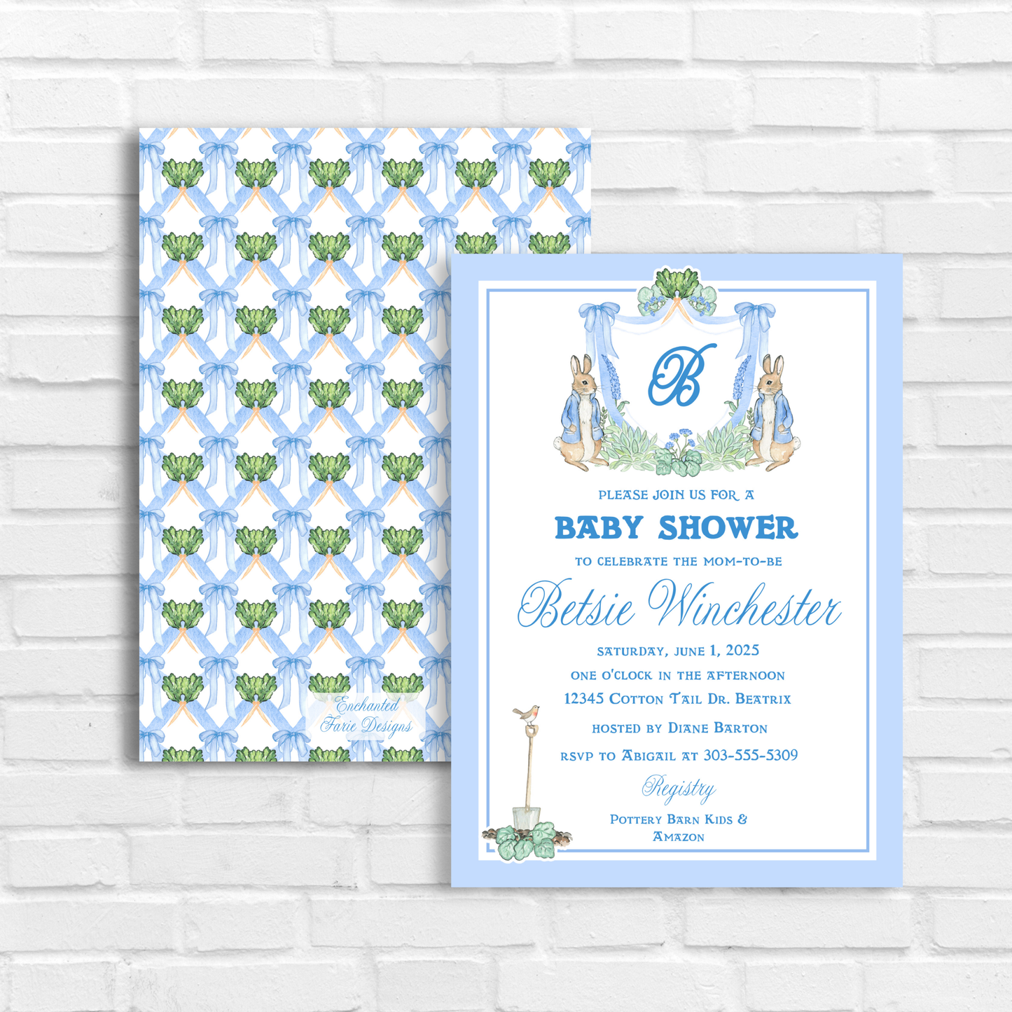 Peter Rabbit Baby Boy Shower Invitation