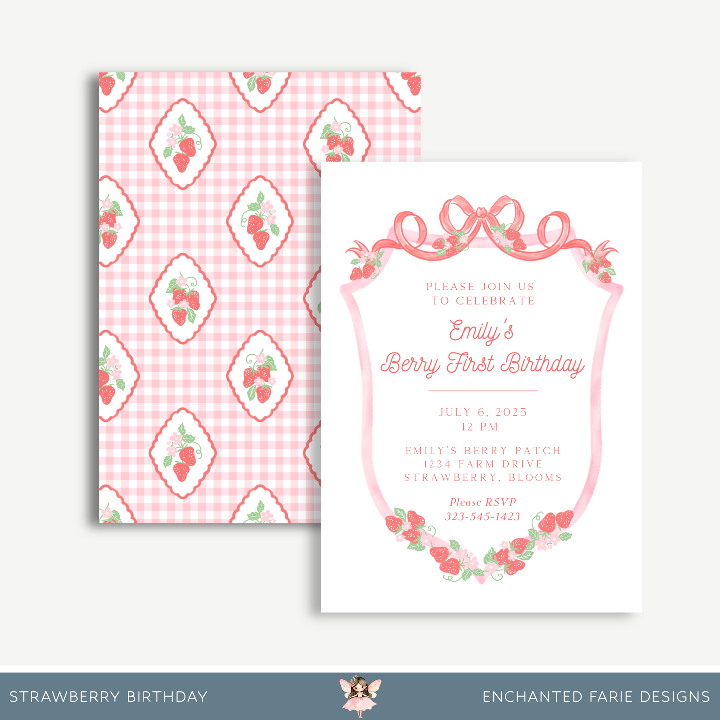 Berry First Birthday Invitation – Strawberry Themed