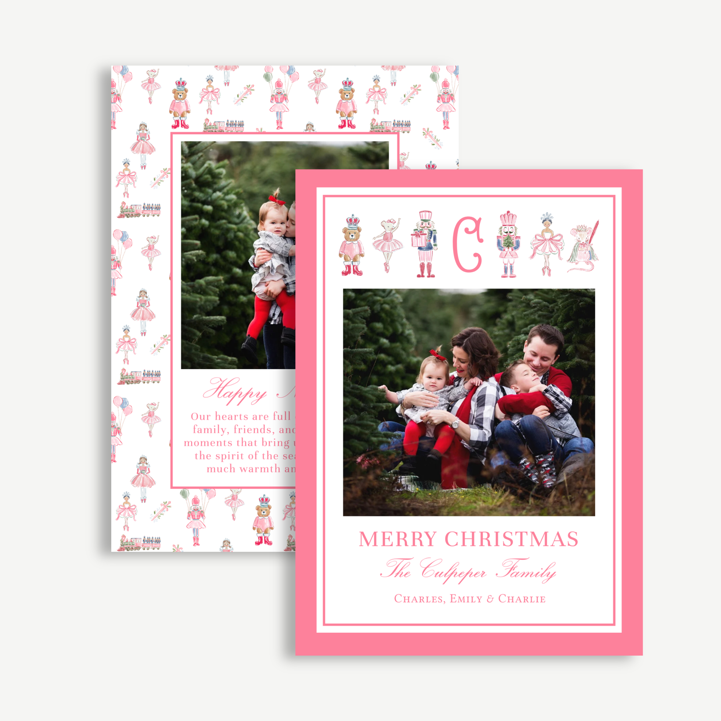 Nutcracker Christmas Card – Pink Holiday Photo Template