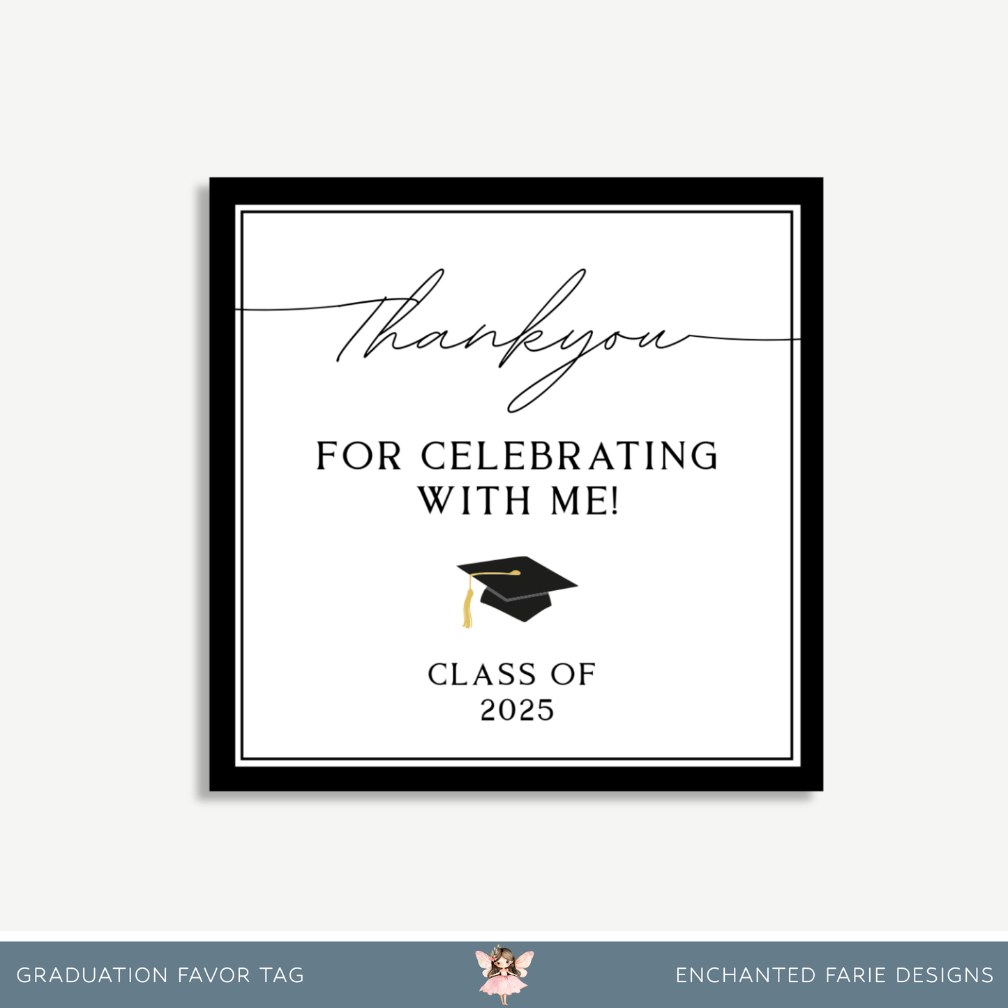 Classic Graduation Thank You Favor Tag – 3x3"