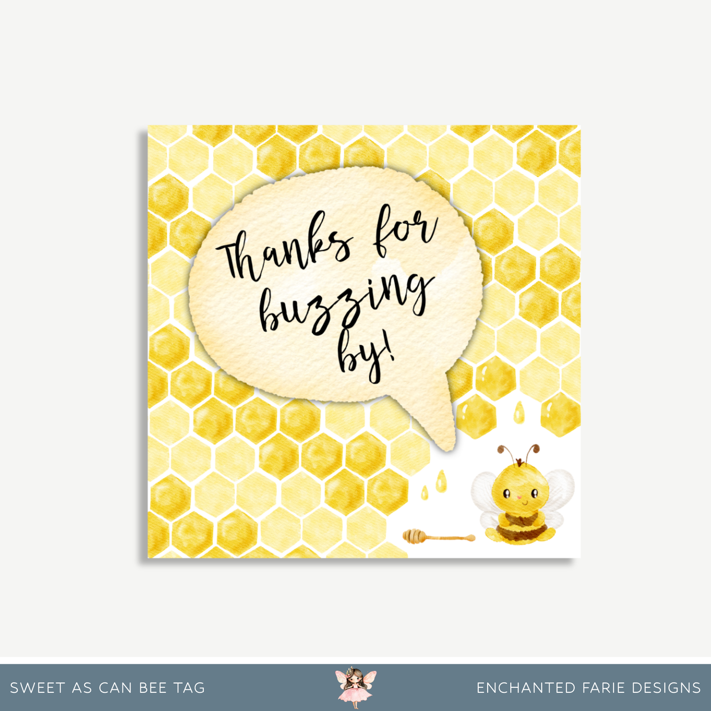 Sweet As Can Bee Thank You Gift Tag 3x3"