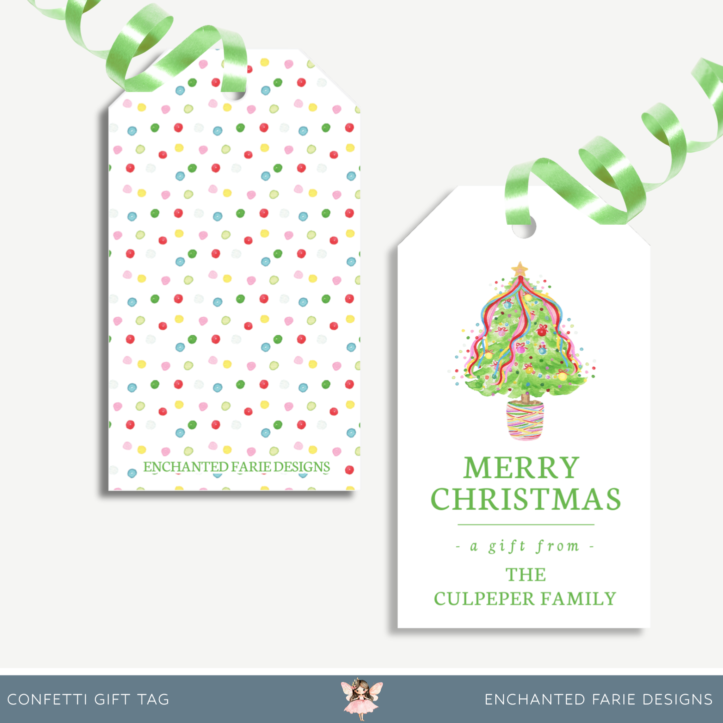 Personalized Christmas Gift Tags | Confetti Christmas Tree Holiday Tags