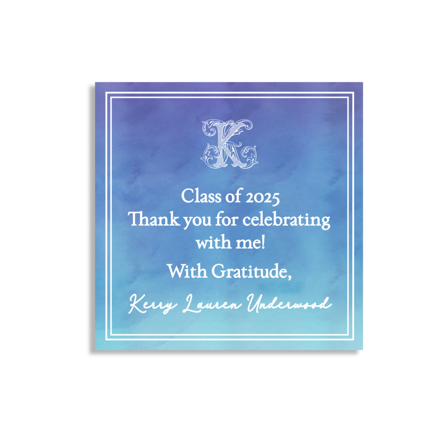 Elegant Ombre Blue Graduation Gift Tag